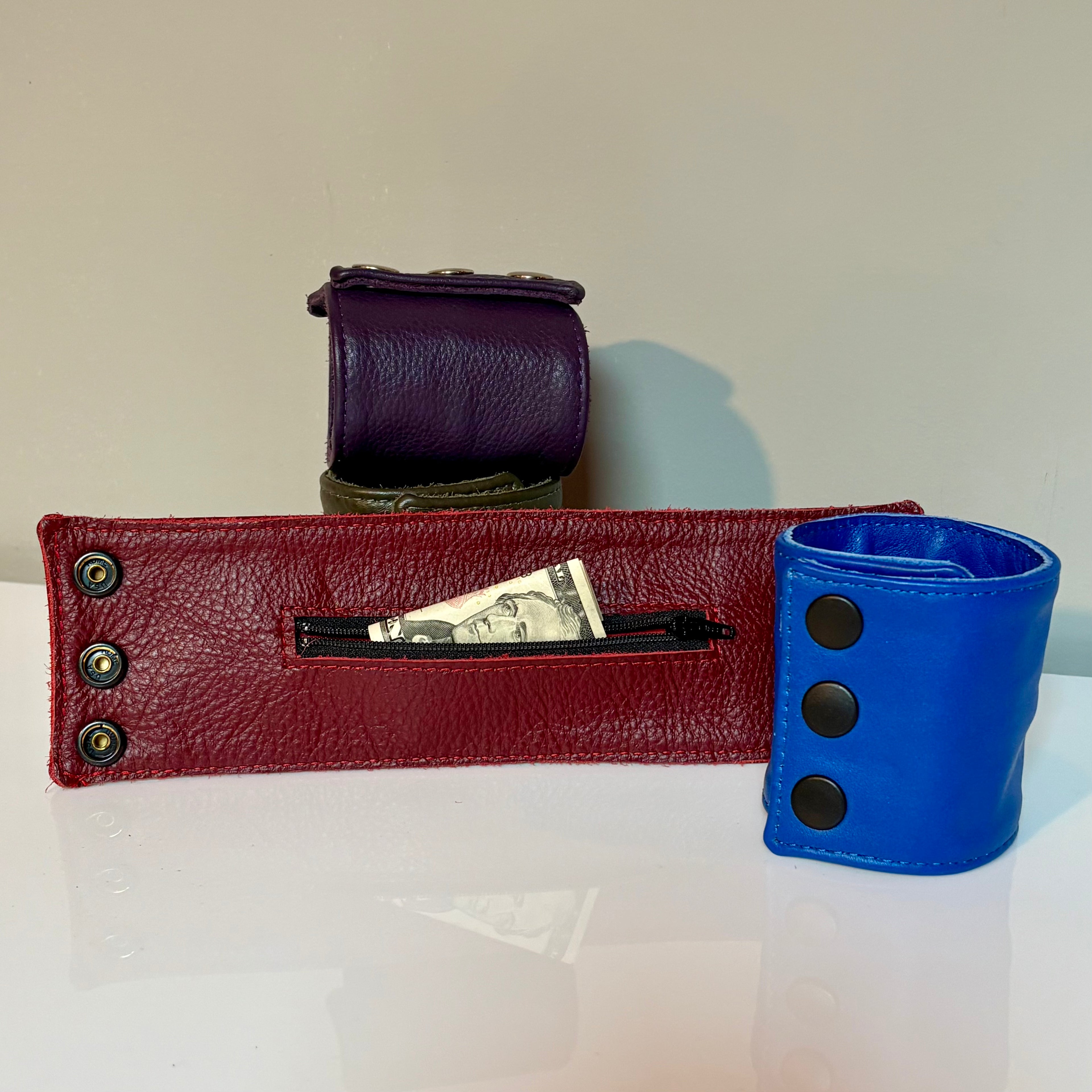 3" Leather Wrist Cuffs with Zipper