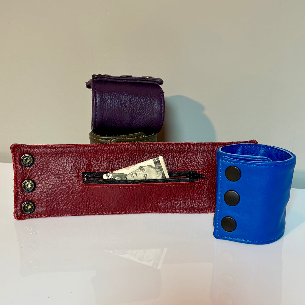 3" Leather Wrist Cuffs with Zipper